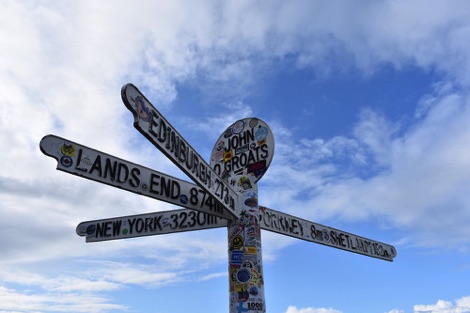 John O'Groats sign and sky